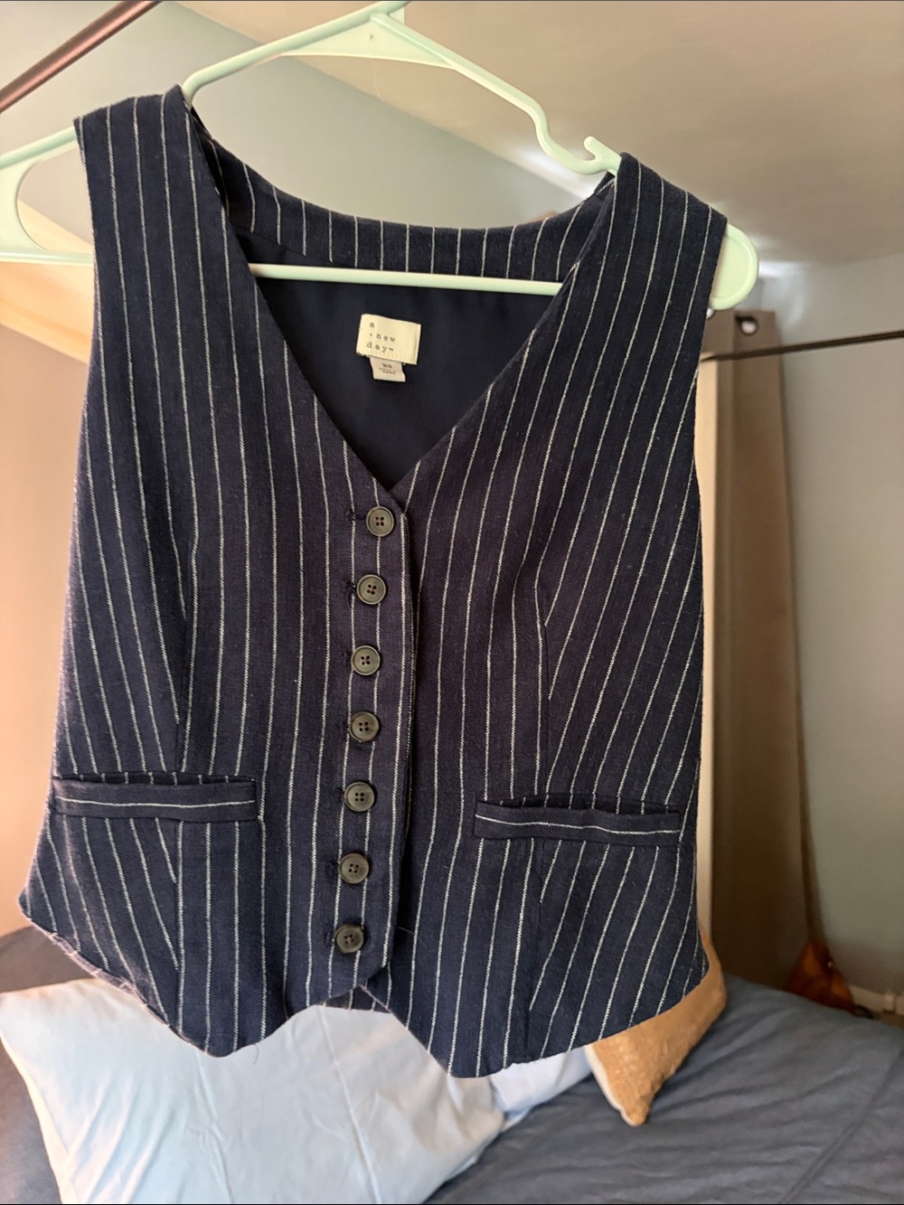 a new day Navy Pinstripe V-Neck Vest